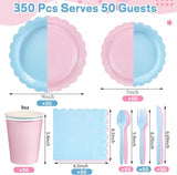 350 Pcs Baby Gender Reveal Plates and Napkins 50 Guest Boy or Girl
