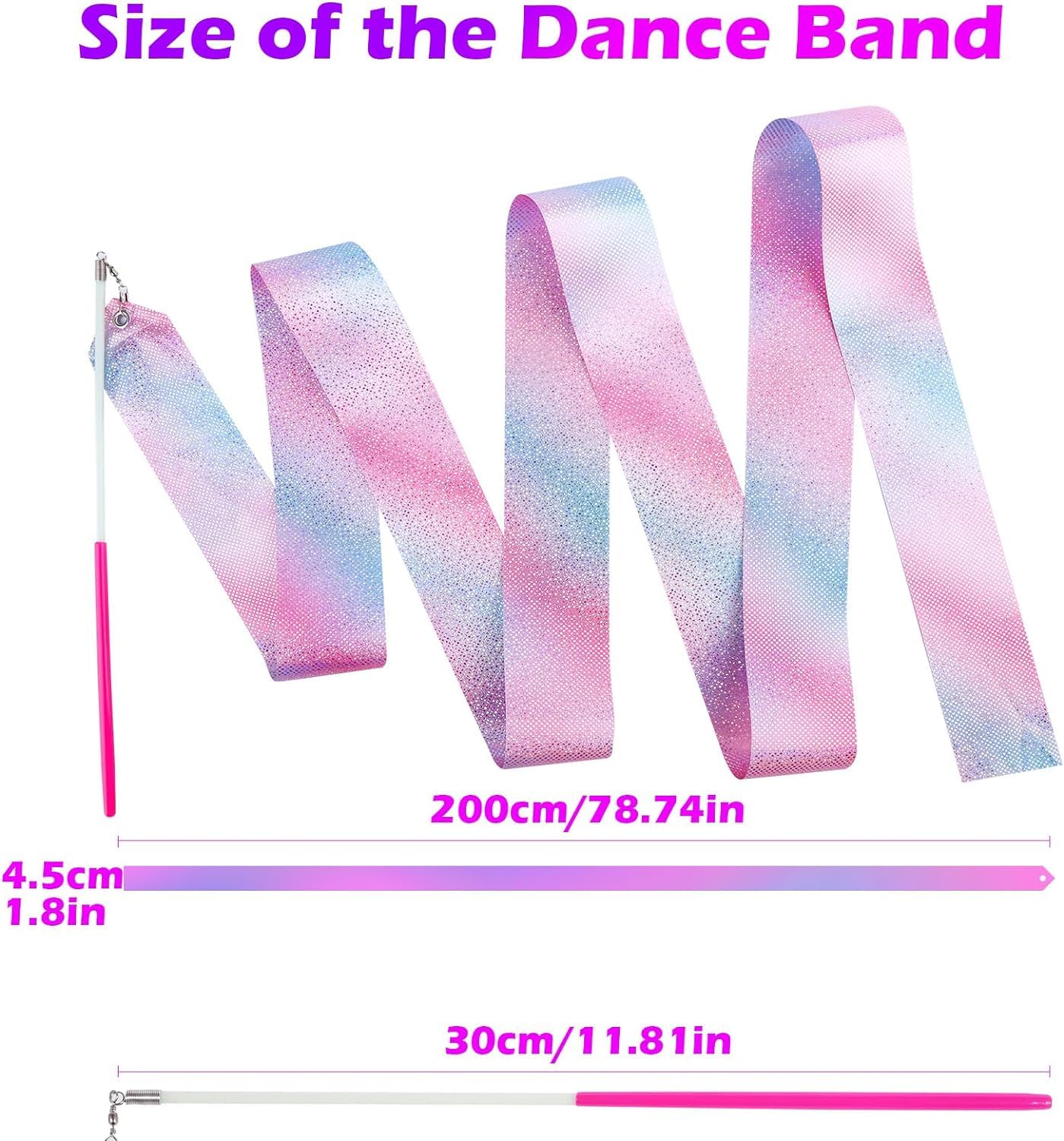 HiUnicorn 20PCS Sparkling Dance Ribbon for Kids Girls Princess Mermaid
