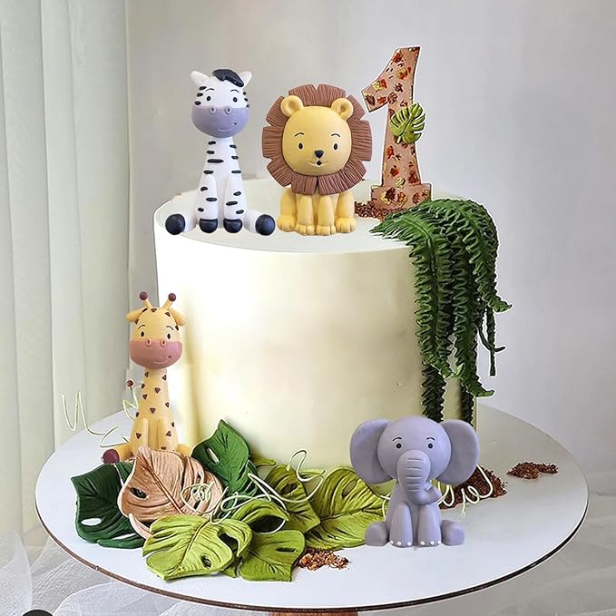 Safari Animal Cake Toppers Jungle Wild Cake Decorations with Lion