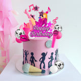 26 PCS Music Cake Toppers Pink Birthday Cake Topper and Disco Cake