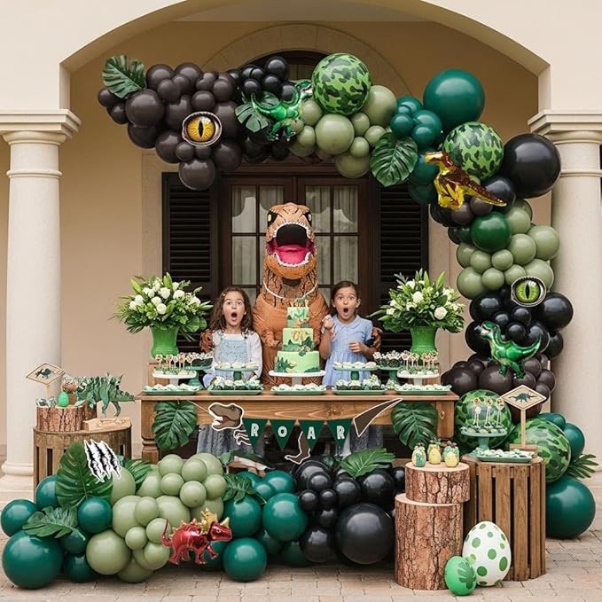 Dinosaur Birthday Party Decorations Includes Green and Brown balloon