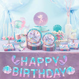 Mermaid Birthday Decorations Disposable Tableware Plates for Baby