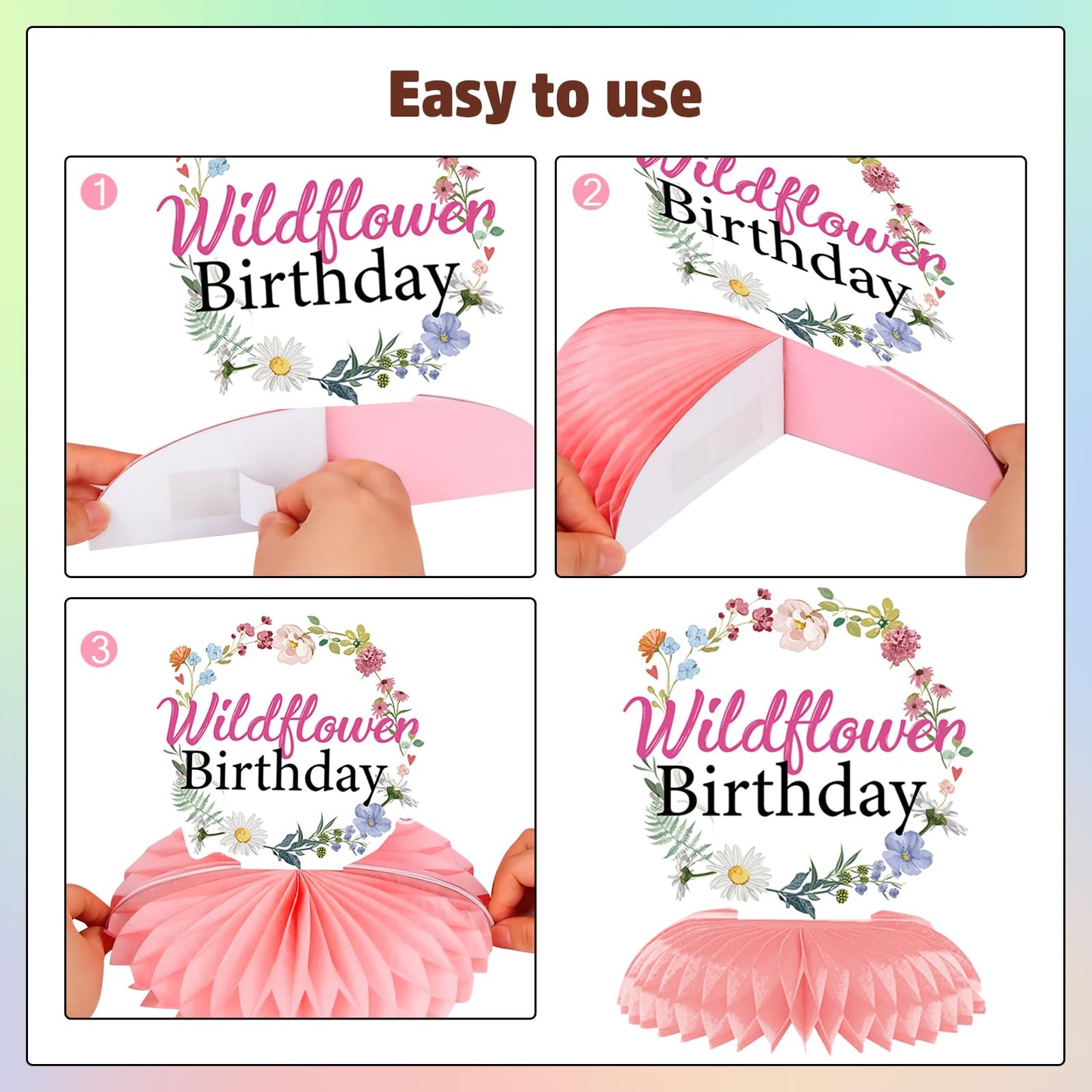 Rngmsi Flower Birthday Table Decorations - 9PCS Wildflower Spring