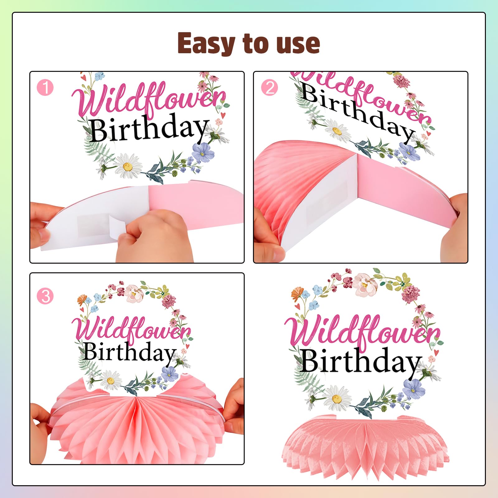 Rngmsi Flower Birthday Table Decorations - 9PCS Wildflower Spring