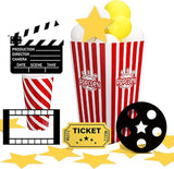 38 Pcs Movie Night Decorations Popcorn Box with Balloons 3D Fake