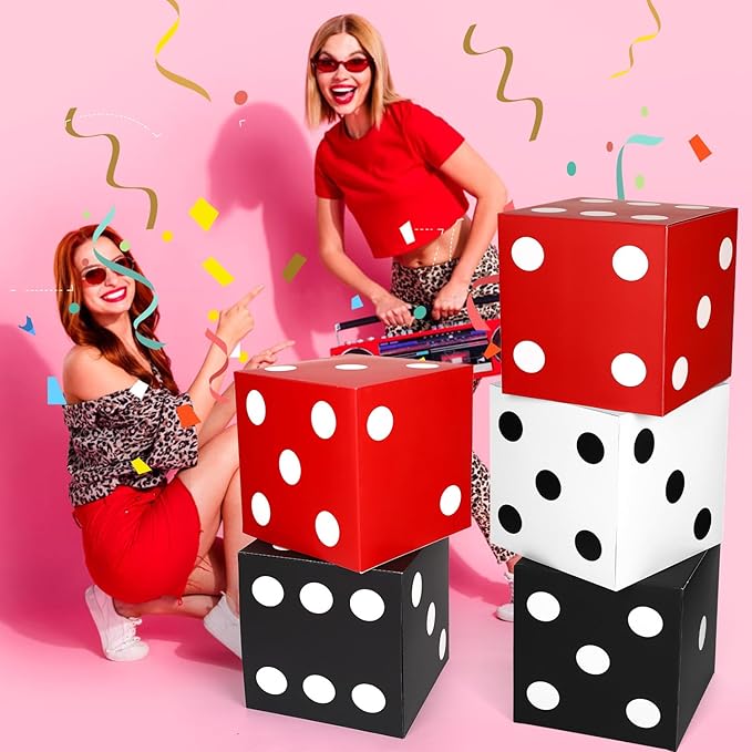 6pcs Large Dice Favor Boxes 11x11x11 Inch Casino Theme Party