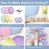 Pastel Balloons Arch Garland Kit, Pastel Pink Purple Blue Yellow Green