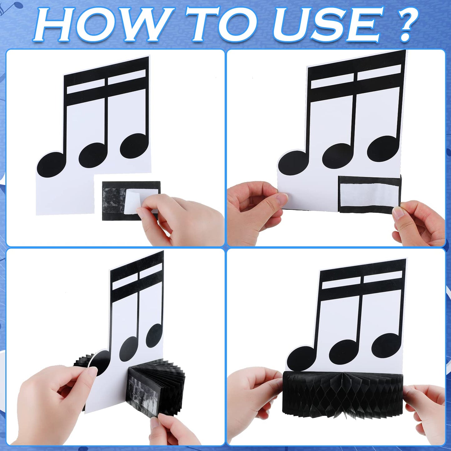 Sureio 8 Pack Music Notes Honeycomb Centerpieces Musicical Party