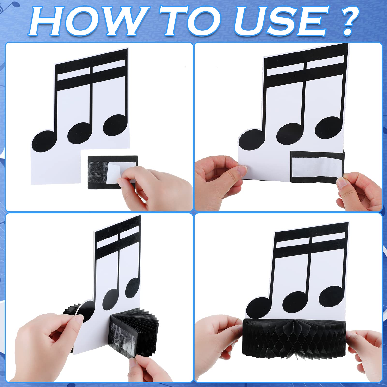 Sureio 8 Pack Music Notes Honeycomb Centerpieces Musicical Party