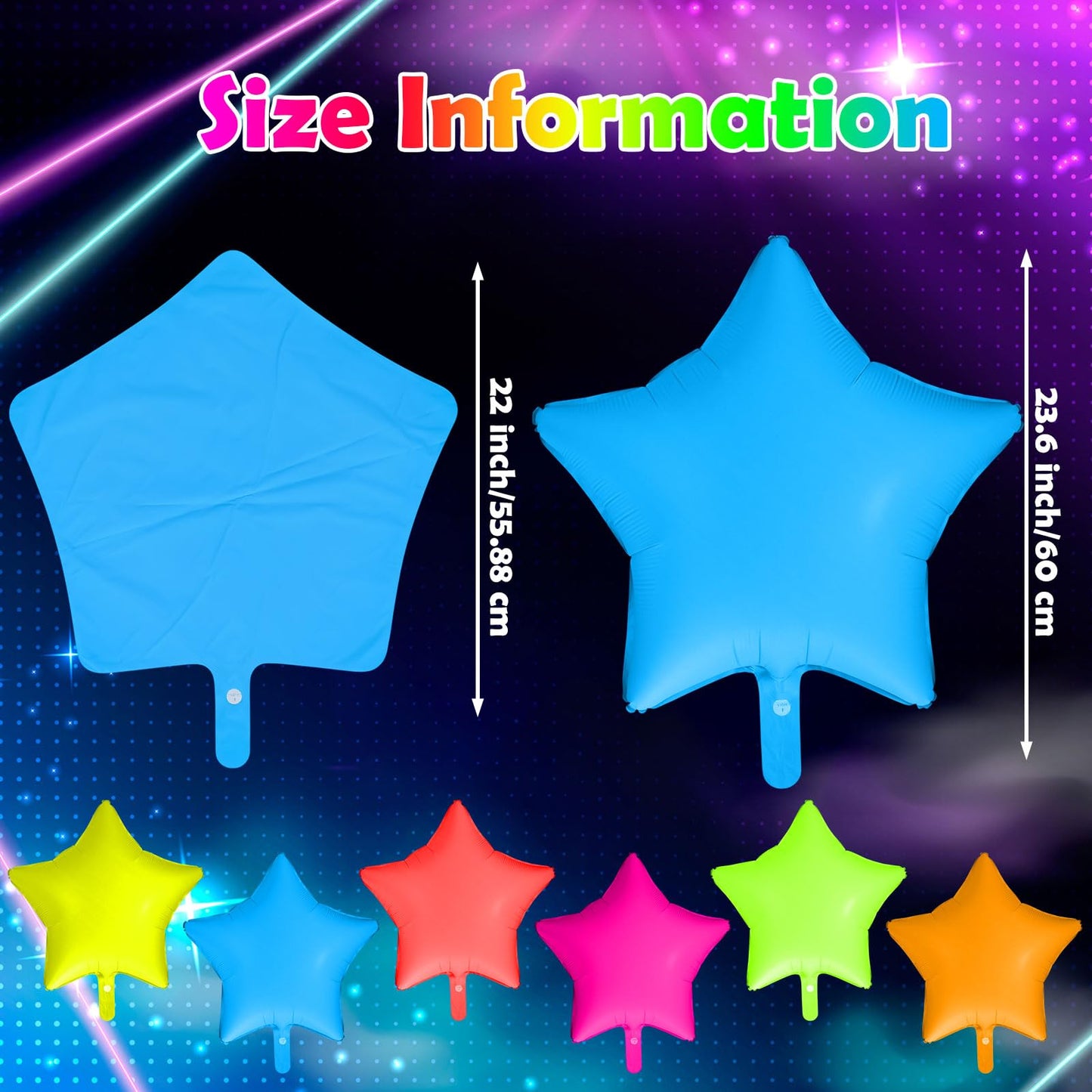 Vertintong 12 Pcs Star Glow in The Dark Neon Balloons Foil Birthday
