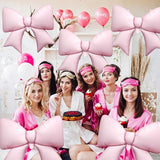 Biapian 6 Pcs Pink Bow Balloons, 38 Inch Giant Bow Foil Balloons,