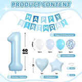 1st Birthday Decorations for Boys, 40 Inch Light Blue Number 1