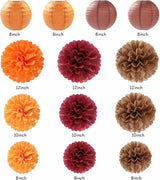 Burgundy Brown Orange Baby Shower Boho Party Decorations 20pcs Fall