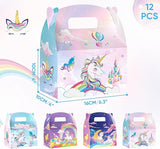 WERNNSAI Unicorn Party Favor Boxes - 12 Pcs Rainbow Unicorn Gift