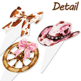 Western Cowgirl Bow Cupcake Toppers 48Pcs Brown Pink Cowgirls Birthday