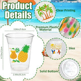 50Pcs Luau Party Decoration Cups 16 OZ Disposable Plastic Drinking