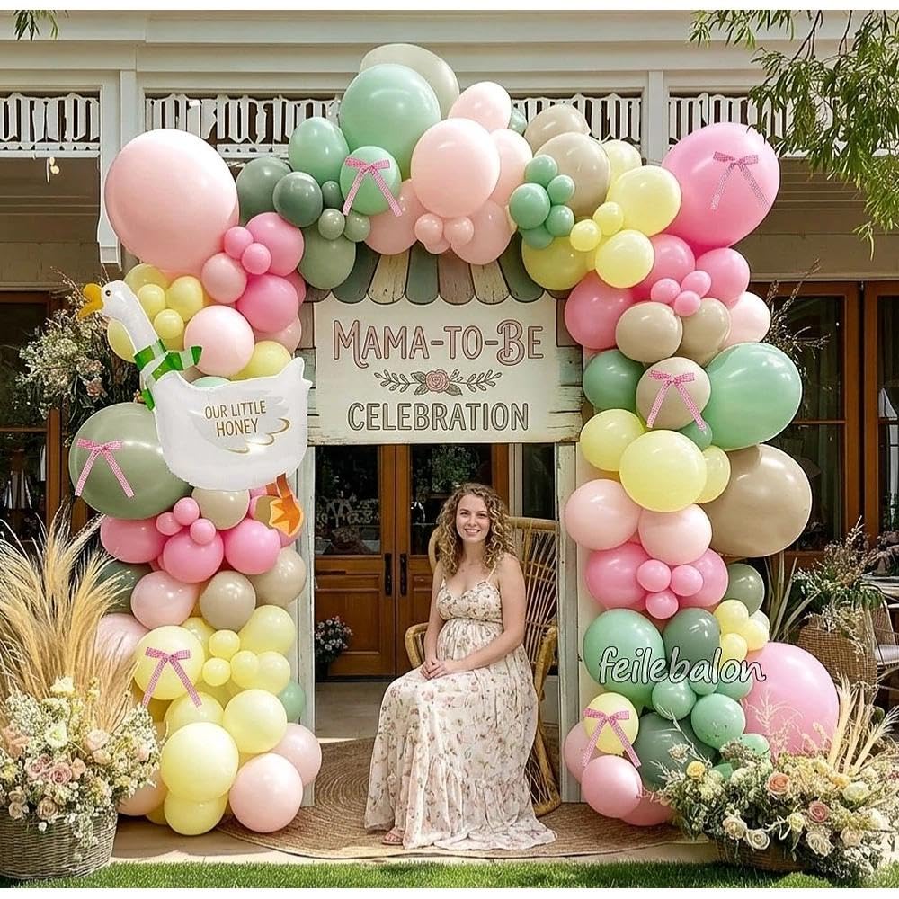 One Silly Goose Balloon Arch with Bow and Goose Balloon, Double