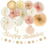 Champagne Gold Beige Fall Boho Birthday Party Decorations 21pcs