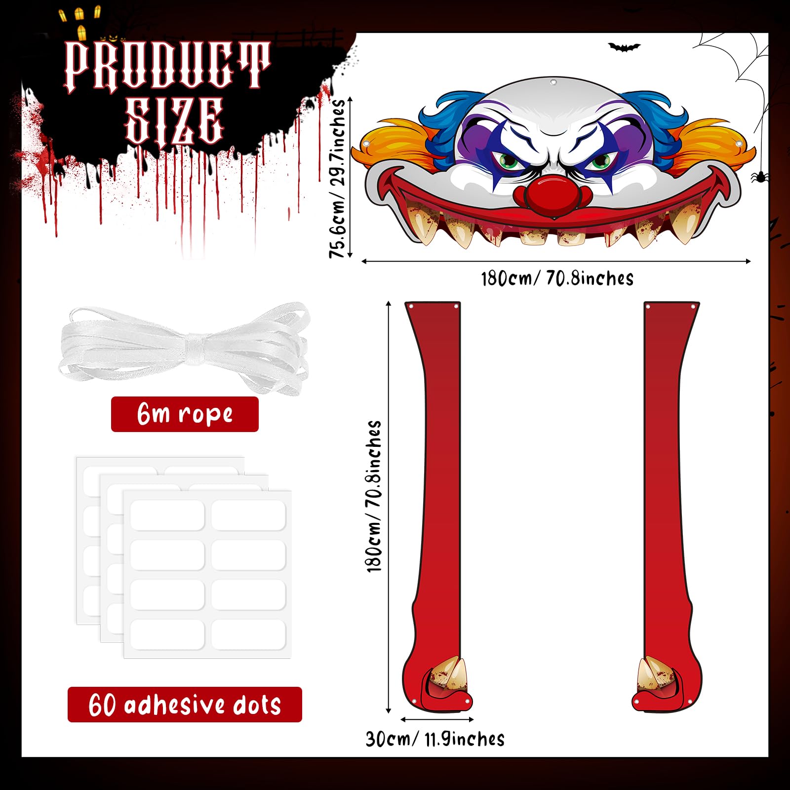 Tiamon Halloween Clown Door Banners Creepy Carnival Decorations Scary