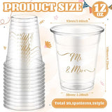 50 Pcs Mr and Mrs Cups 12 oz Plastic Wedding Cups Clear Engagement
