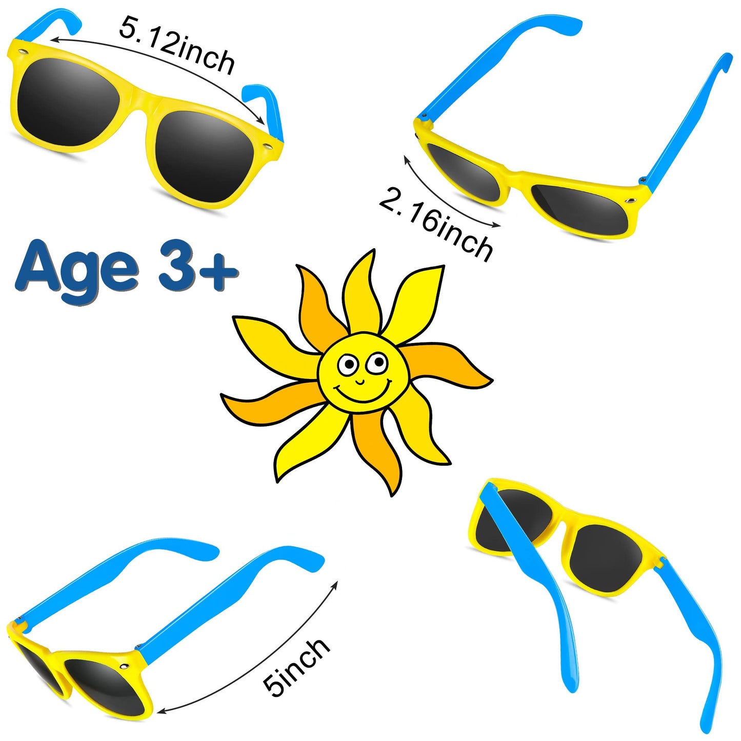 GINMIC Kids Sunglasses Bulk, 24Pack Valentines Neon Sunglasses for