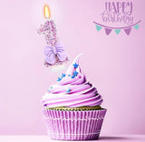 Birthday Candle for Cake, 1 Candle - Purple Bowknot, 2.76 inch Cake