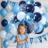 Zesliwy Blue Confetti Balloons Set,50Pcs 12 Inch Navy Light Metallic