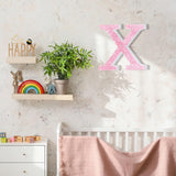 Qunclay Pink Crystal Diamond Letter Wall Decor, Glitter Wooden Bling