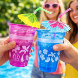 4E's Novelty 48 Packs Tropical Party Cups with Parasol Straws