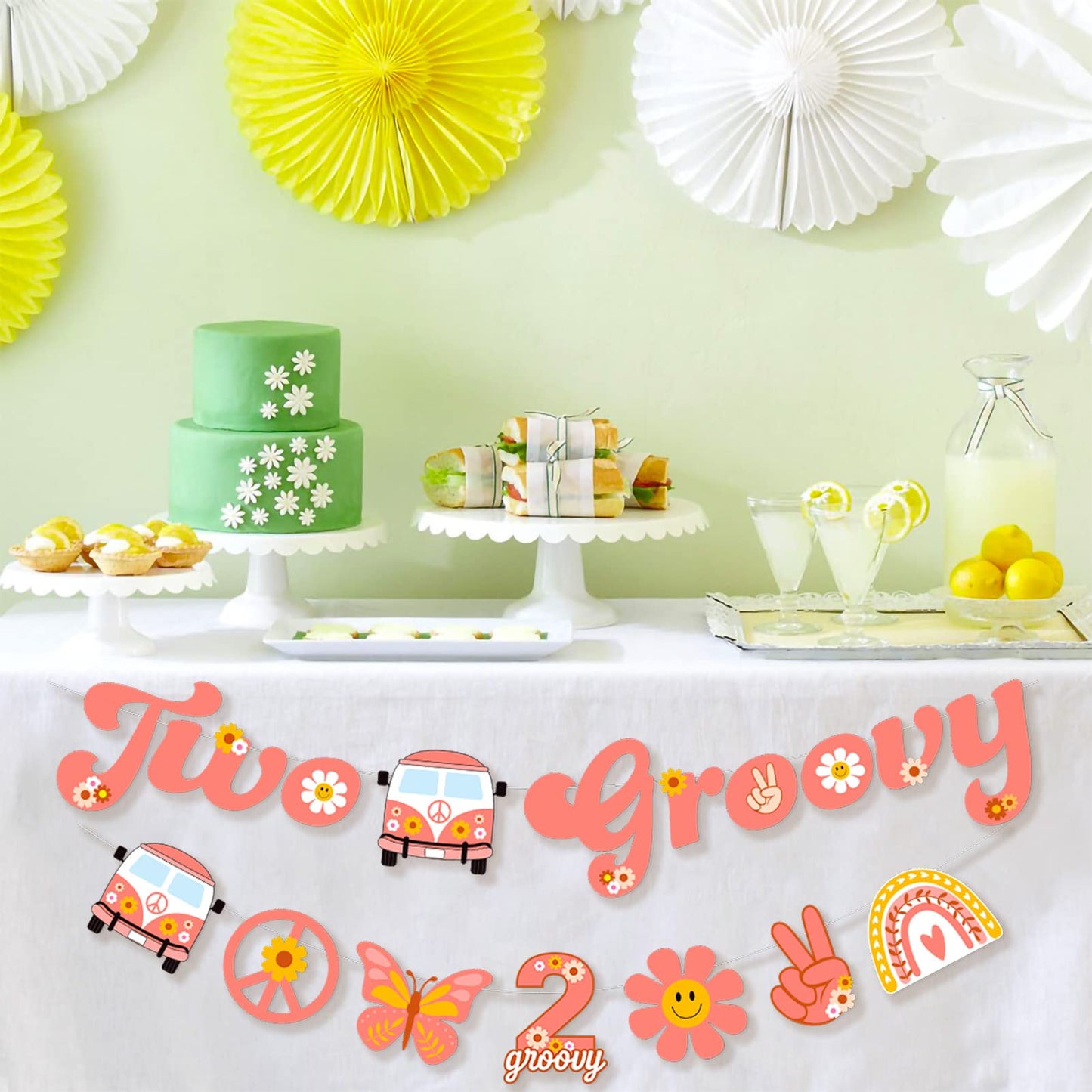 Ushinemi Two Groovy Party Decorations, Hippie Two Groovy Hanging