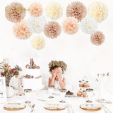 NICROHOME EUR Wedding Decorations, 12 PCS Ivory Champagne Tissue
