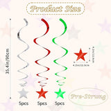 BEISHIDA Red Green Silver Star Hanging Swirl Christmas Decorations
