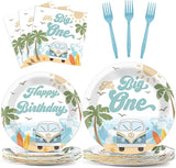 Summer Beach The Big One Party Plates Napkins Boy Surfing First
