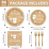 96Pcs Neutral Baby Shower Party Decorations Boho Baby Plates and