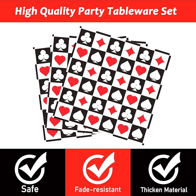 96 Pcs Casino Party Supplies Paper Plates Napkins Las Vegas Party