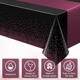3Pcs Black and Maroon Purple Tablecloth Party Decorations,Plastic