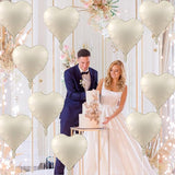 Cream Heart Balloons, 18 Inch Cream Heart Foil Balloons, 12Pcs Boho