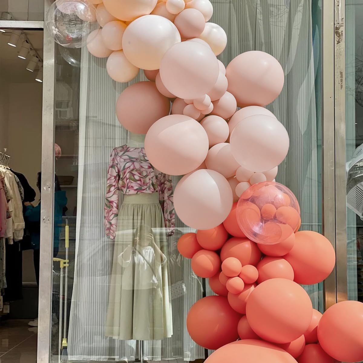 MEBAY Orange Pink Blush White Balloon Garland Arch Kit, 155Pcs Latex