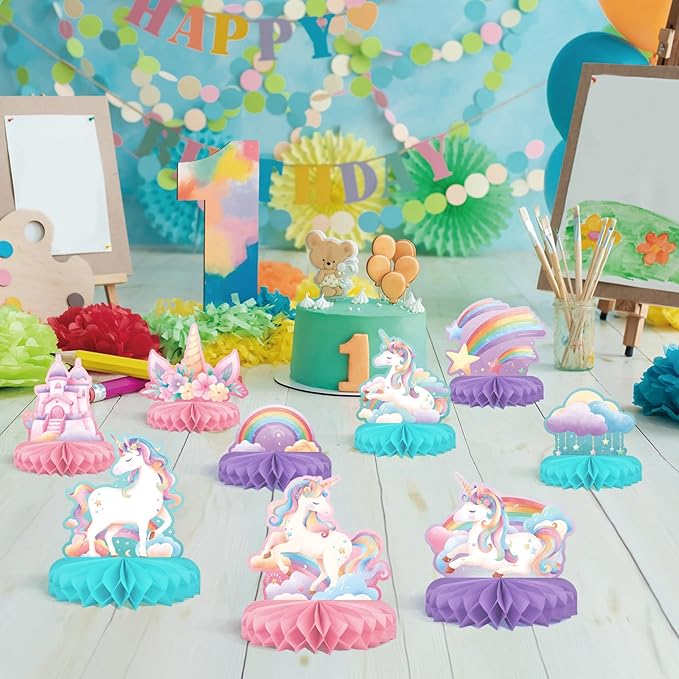 Unicorn Birthday Party Supplies Set Rainbow Table Decorations with