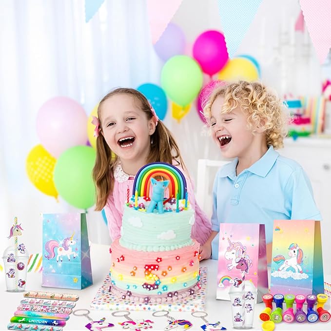 134pcs Unicorn Birthday Party Favors Set Unicorns Goodie Bags