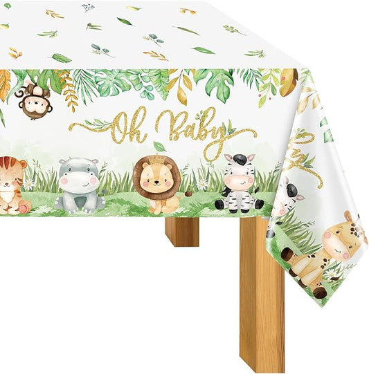 Safari Baby Shower Tablecloths Jungle Animals Plastic Table Cloths