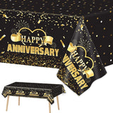Tevxj 3 Pack Happy Anniversary Tablecloth Disposable Anniversary