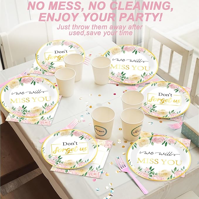 100PCS We Will Miss You Plate and Napkin Farewell Retirement Party