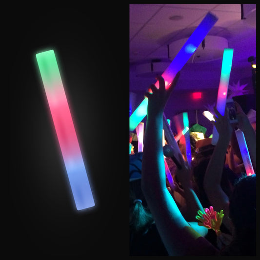 Promotional Party Sticks - 100 Pack - Multicolor LED Foam Sticks Glow