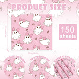 Fabllewavi 150 Pcs Pink Ghost Boo Wax Paper Sheets for Food Deli,