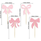Gyufise 36Pcs Bow Cupcake Toppers Glitter Bowknot Cupcake Picks Bow