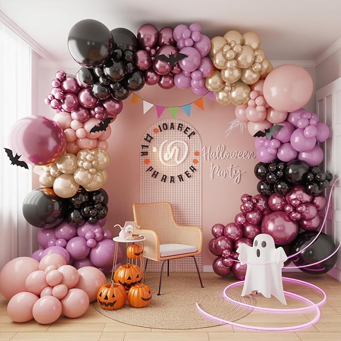 Halloween Balloon Arch Kit 120PCS Halloween Dusty Pink Black Orange