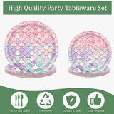 48 Pcs Mermaid Birthday Party Decorations Plates Set for 24
