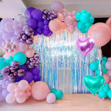 157Pcs Mermaid Balloons Garland Arch Kit with Fringe Curtain for