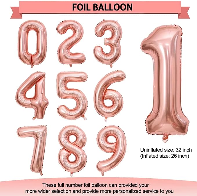 263 Pcs Rose Gold Birthday Decorations for Women All Ages Party